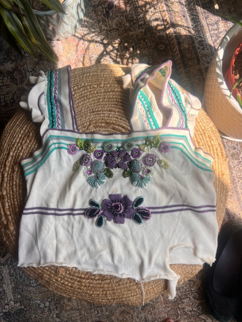 Crop mini le fleur top with bead work